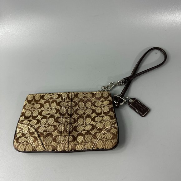 Coach Brown Canvas CC Monogram Wristlet - Picture 1 of 9